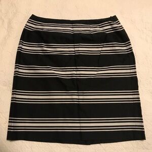 Talbots 💯% cotton black & white striped fully lined midi skirt (12)